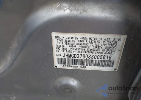 2008 Honda Fit Sport из США, поврежденный, VIN JHMGD37608S005616